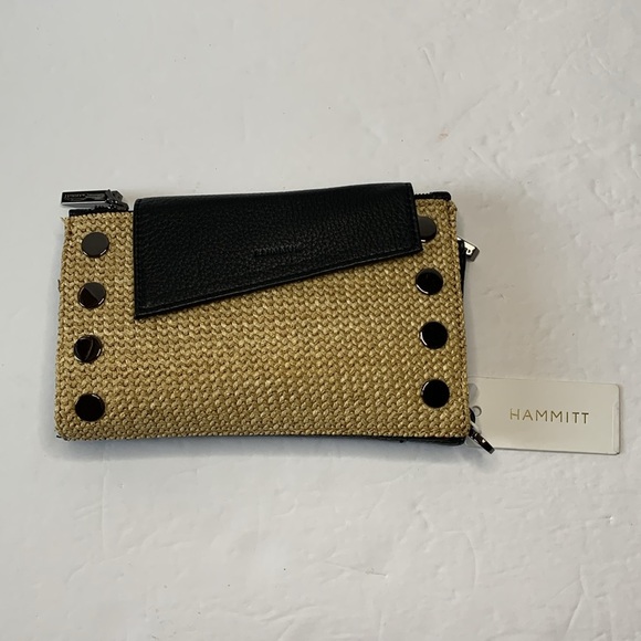 Hammitt Convertible Crossbody Bag Pebbled Leather Raffia Levy New - Picture 1 of 12